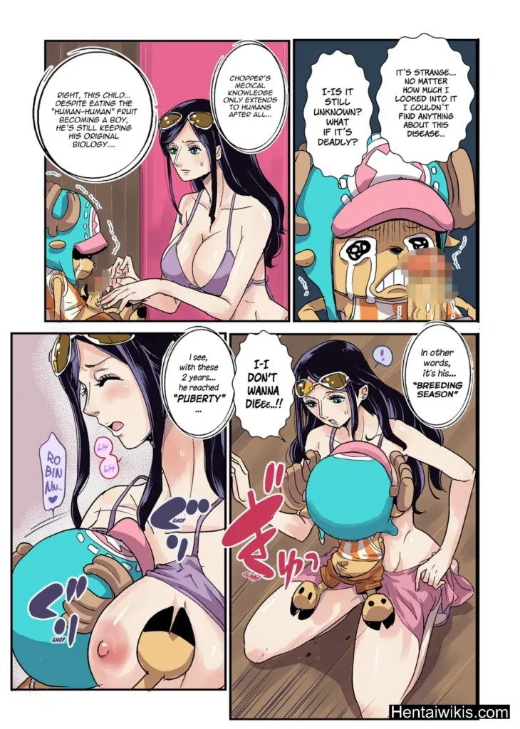 Chopper attacks nico robin tits to fuck her