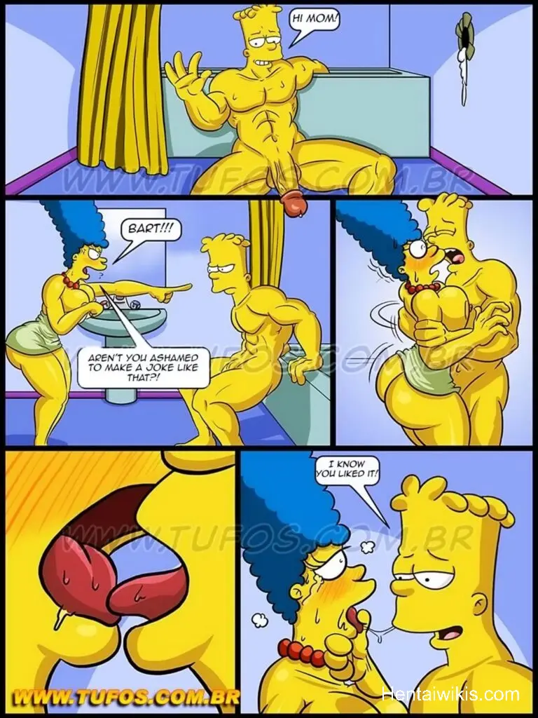 Hentai mãe marge beijando bart enquanto ele pega no rabo grande dela
