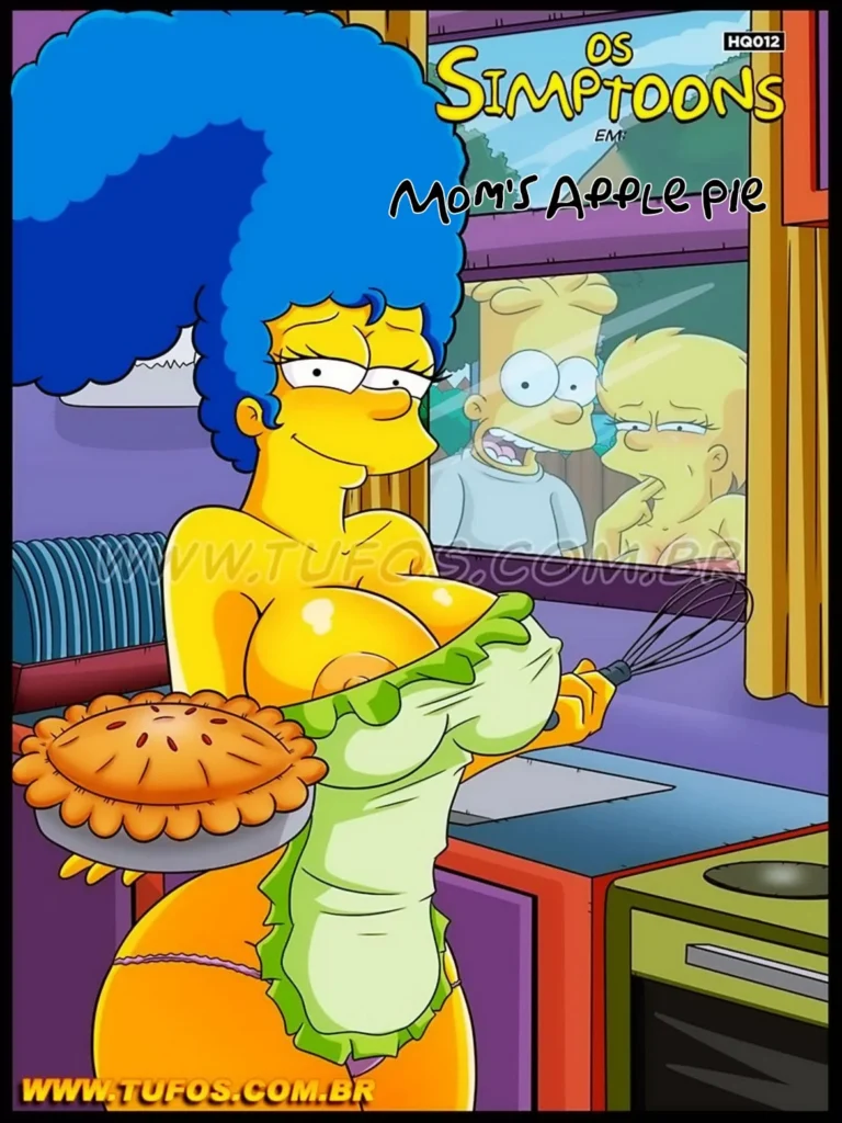 XXX HQ Hentai Simpsons Marge x Lisa, Fodendo Mãe e filha safadas na cozinha! Pegou a coroa e fodeu cuzinho (1)